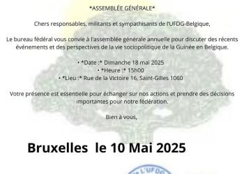 COMMUNIQUÉ DE L’UFDG FÉDÉRATION BELGIQUE